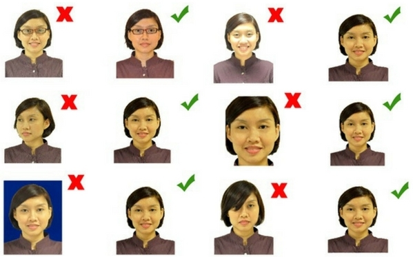 Примеры правильных и неправильных фото на визу в Китай