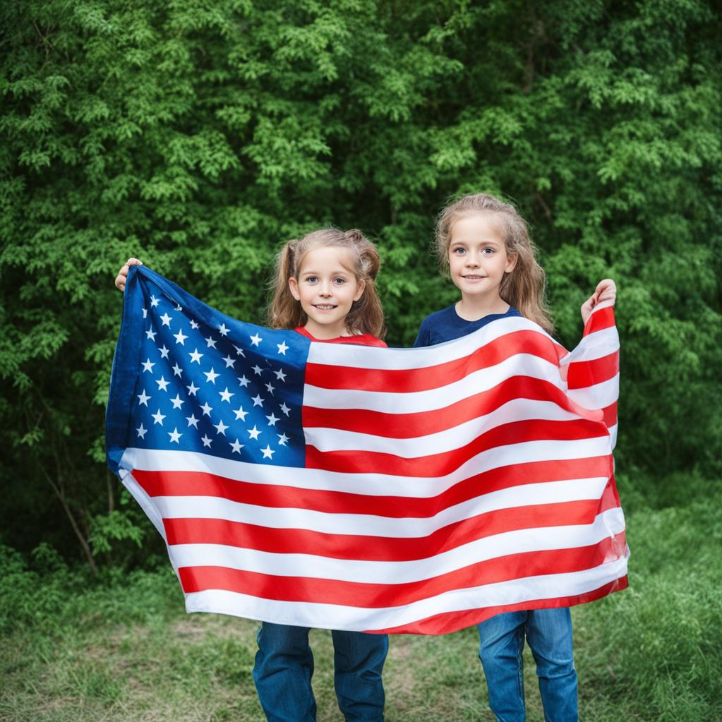 Девочки с флагом США