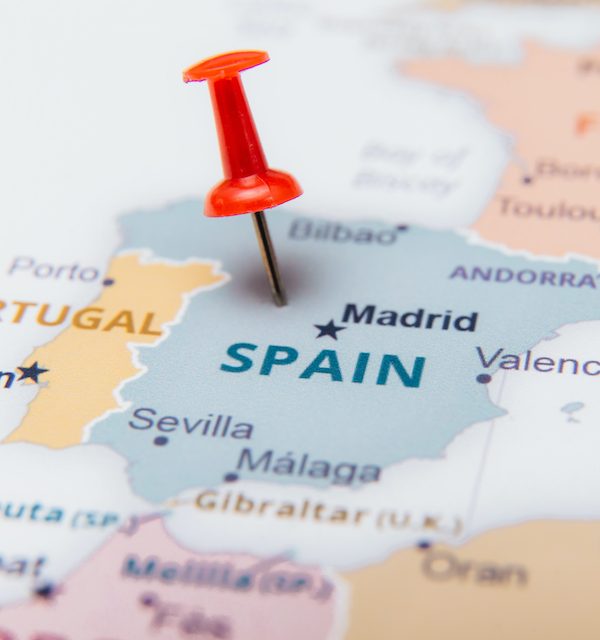 Испания, отмеченная на карте