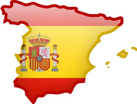 Флаг Испании в форме ее границ на карте