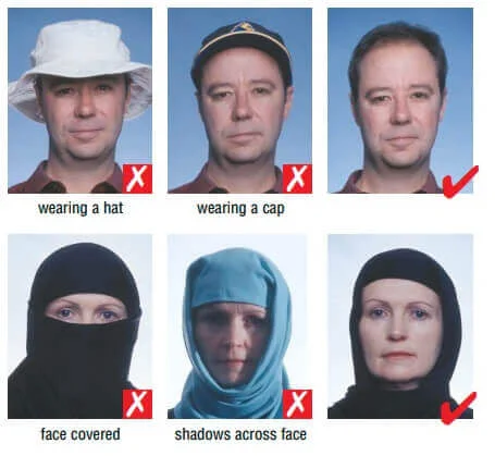 Примеры удачных и неудачных фото на визу в головных уборах